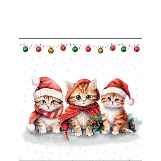 Ambiente Cocktail Serviette 25 x 25 cm pro Stück Funny Cute Kittens