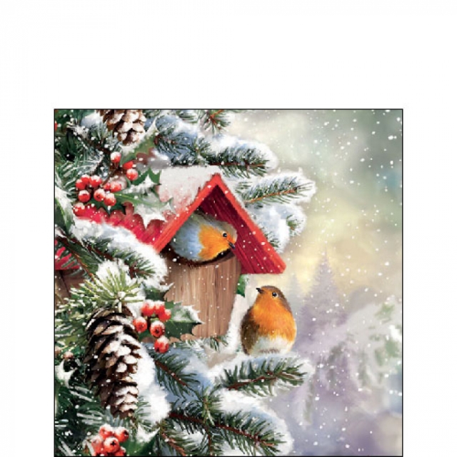 Ambiente Cocktail Serviette 25 x 25 cm pro Stück House with Robins