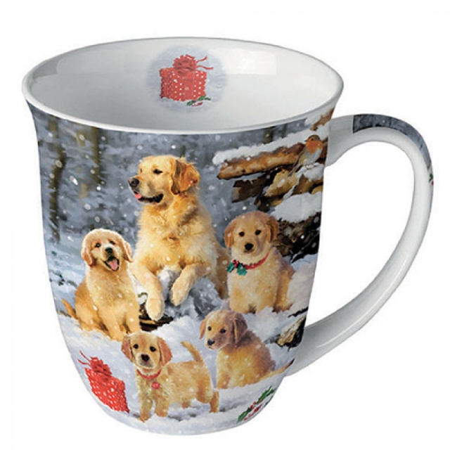 Ambiente Mug Tasse 0,4 l Golden Retriever Puppies