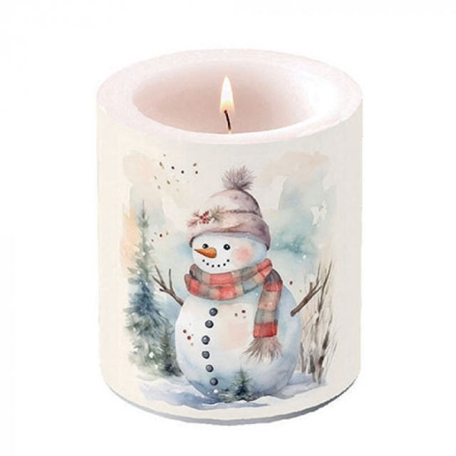Ambiente Candle Kerze medium Snowman in Nature