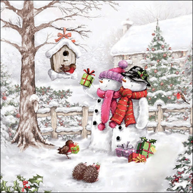 Ambiente Lunch Serviette 33 x 33 cm pro Stück Snowmen bringing Gifts