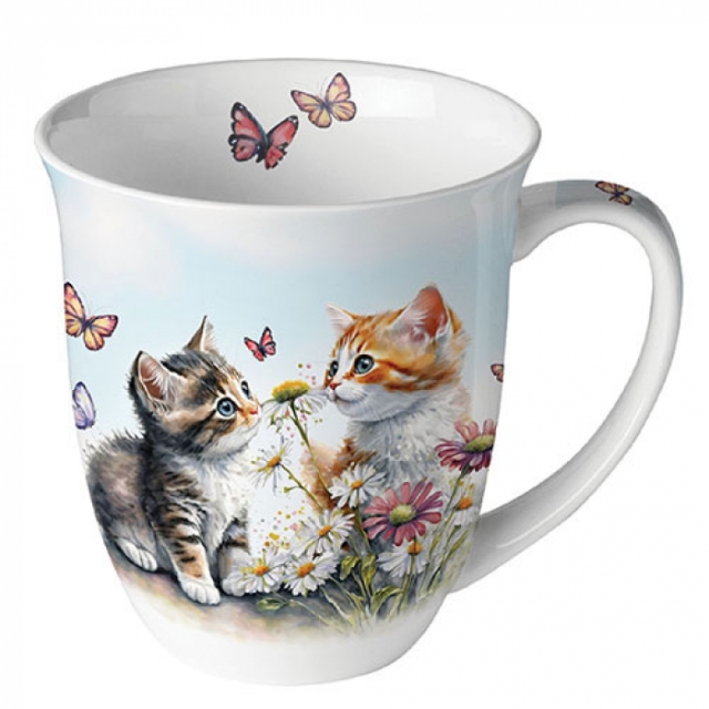Ambiente Mug Tasse 0,4 l Kittens in Flower Field