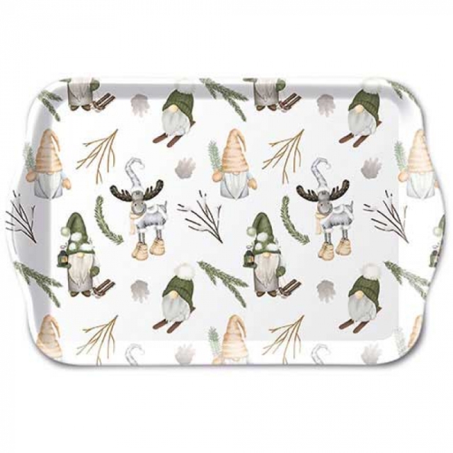 Ambiente Tray Melamine Tablett 13 x 21 cm Forest Gnomes White
