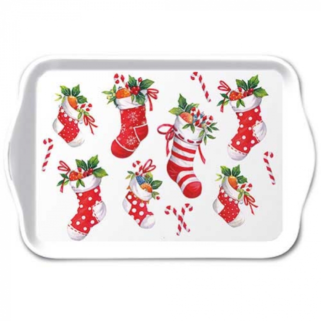 Ambiente Tray Melamine Tablett 13 x 21 cm X-Mas Stockings White