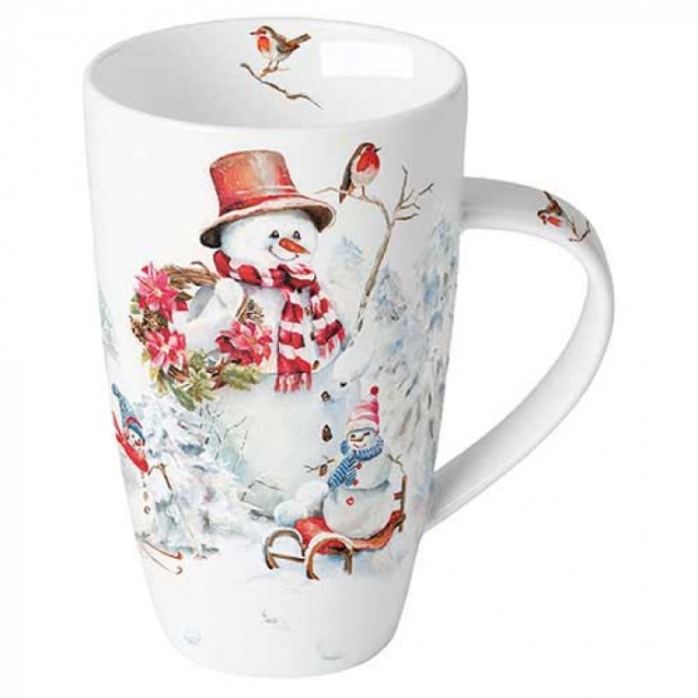 Ambiente Mug Tasse 0,6 l Sporty Snowmen