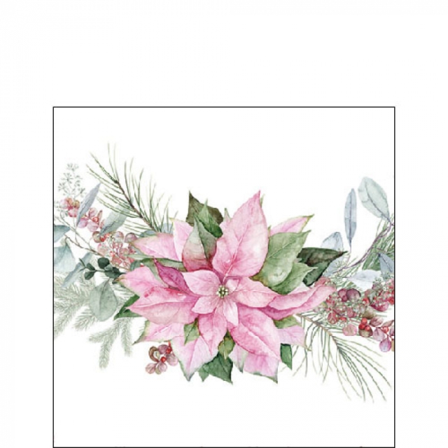 Ambiente Cocktail Serviette 25 x 25 cm pro Stück Pink Poinsetta