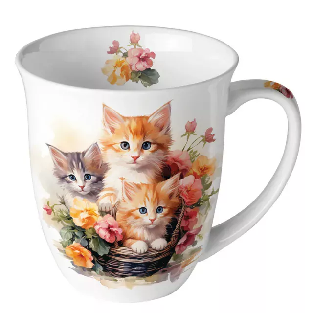 Ambiente Mug Tasse 0,4 l Kittens in Basket