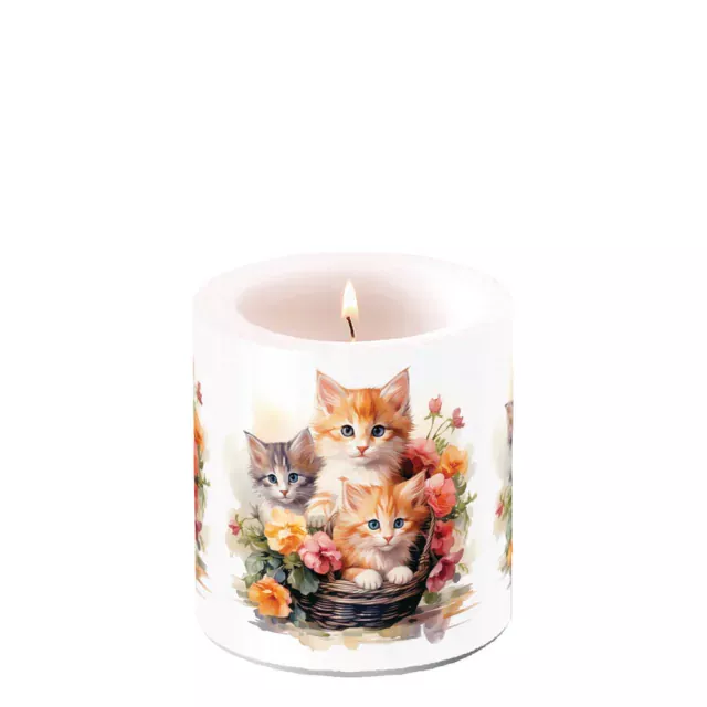 Ambiente Candle Kerze small Kittens in Basket