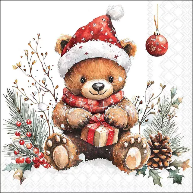 Ambiente Lunch Serviette 33 x 33 cm pro Stück Teddy's Gift White