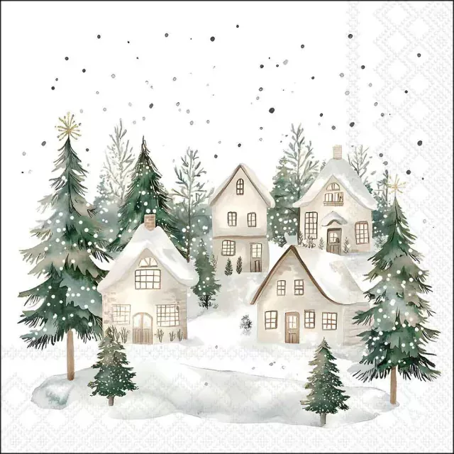 Ambiente Lunch Serviette 33 x 33 cm pro Stück Snowy Houses