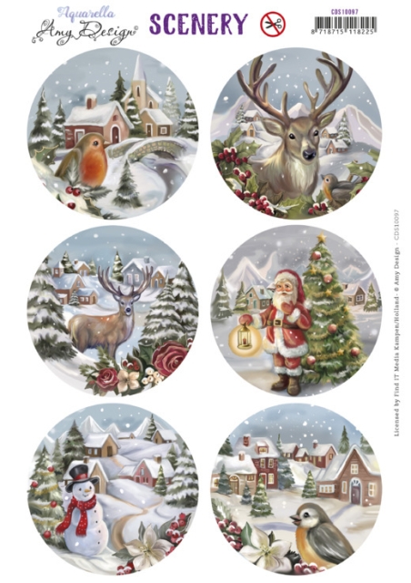 Amy Design Push Out Scenery From Santa with Love Christmas Bird Round