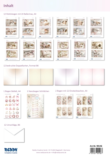 Reddy Cards Bastelset für 12 Karten Ballerinas