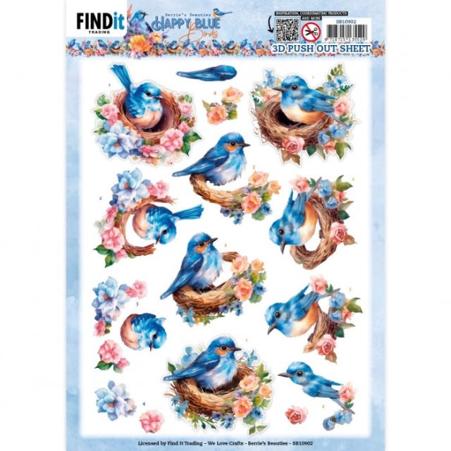 Berries Beauties 3D Push Out Happy Blue Birds Blue Bird's Nest
