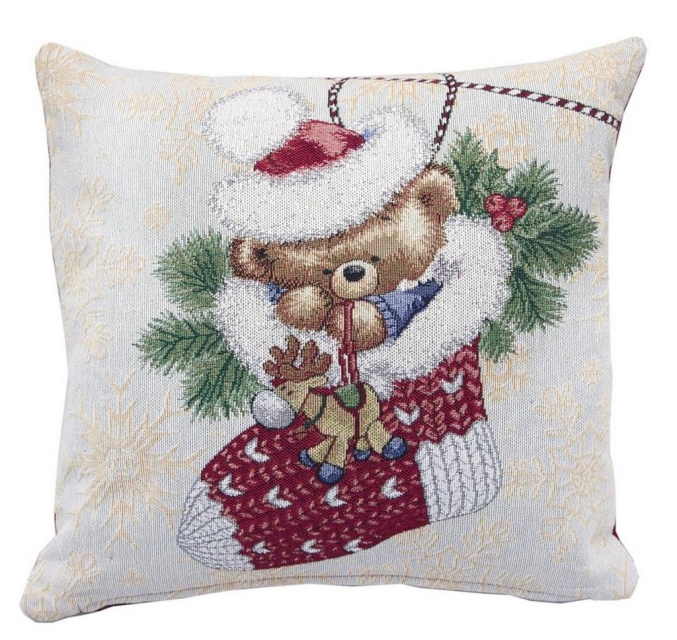 Kissenbezug 40 x 40 cm Bärchen im Weihnachtsstrumpf