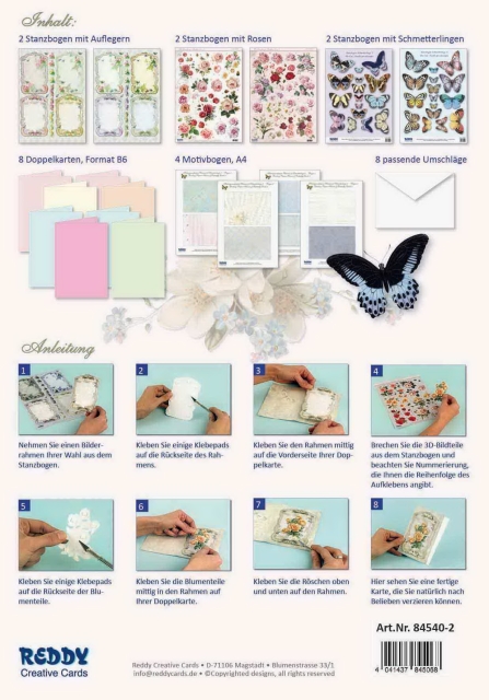 Reddy Cards Grußkarten-Set, Blumen und Schmetterlinge 2
