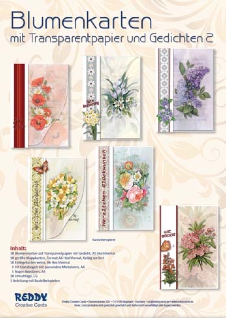 Reddy Cards Blumenkarten mit Transparentpapier und Gedichten
