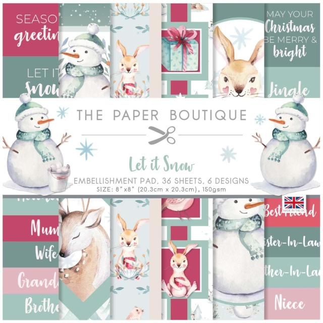 The Paper Boutique Let it Snow 8 x 8 Inch Embellishment Pad