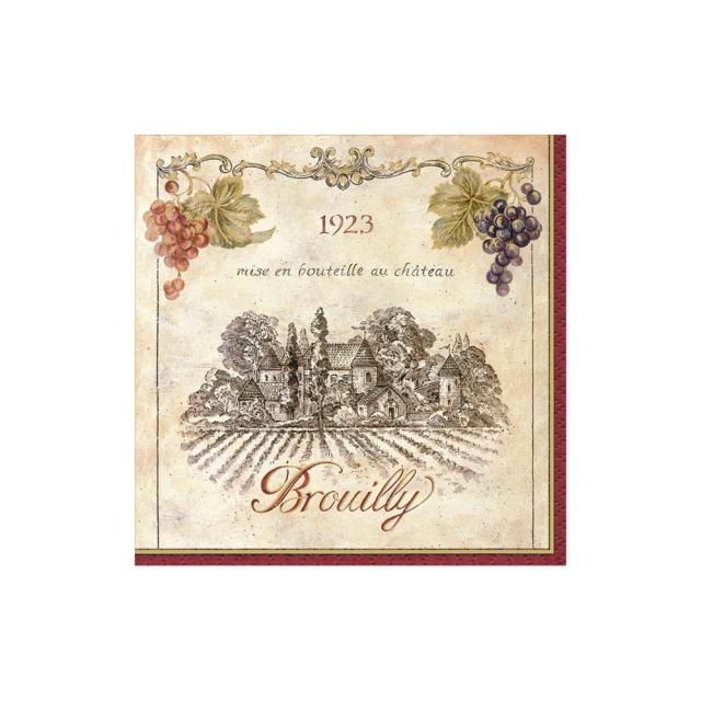 Cocktail Servietten in einer Box Wine Labels in Red