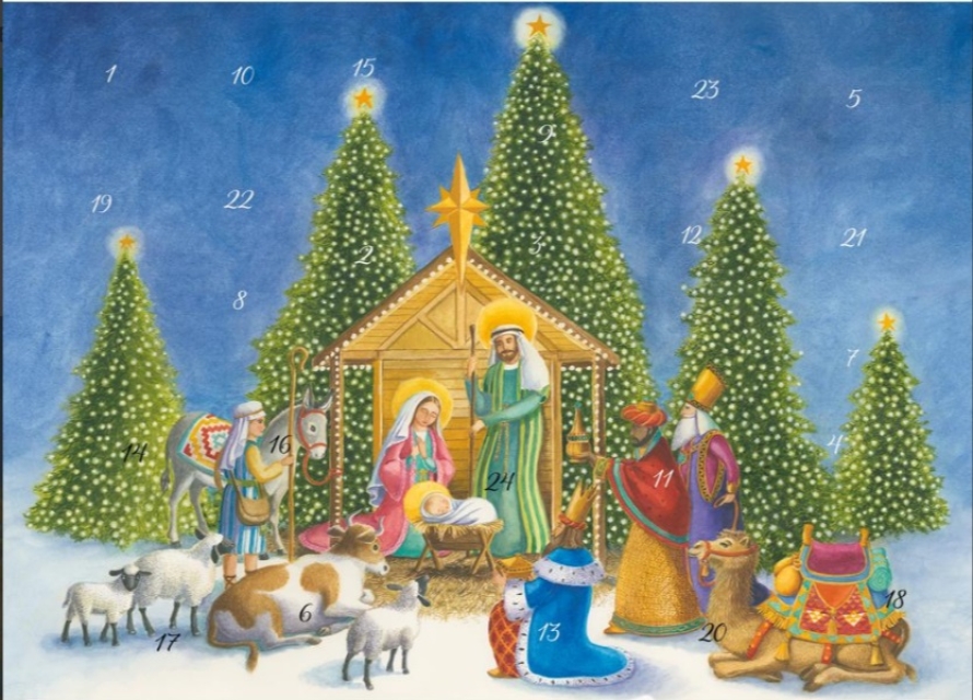 Caspari Adventskalender Karte Nativity
