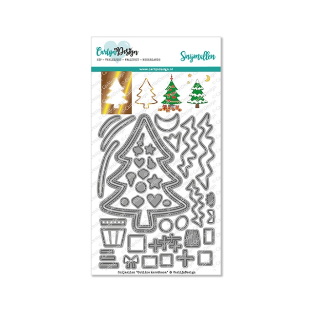 Carlijn Design Snijmallen Outline  Kerstboom Stanzschablone