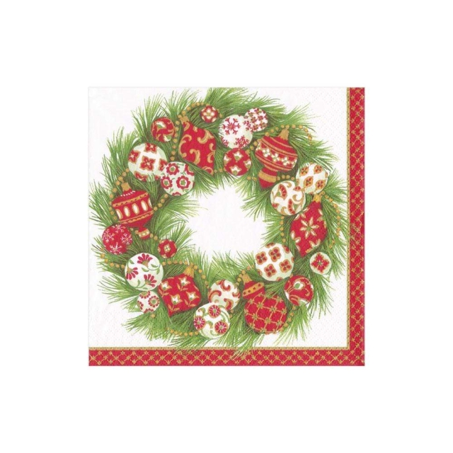 Caspari Cocktail Serviette pro Stück Ornament Wreath