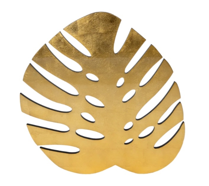 Caspari Tischset Lack Die-Cut Lacqeur Placemat Monstera Leaf Gold Tabletop