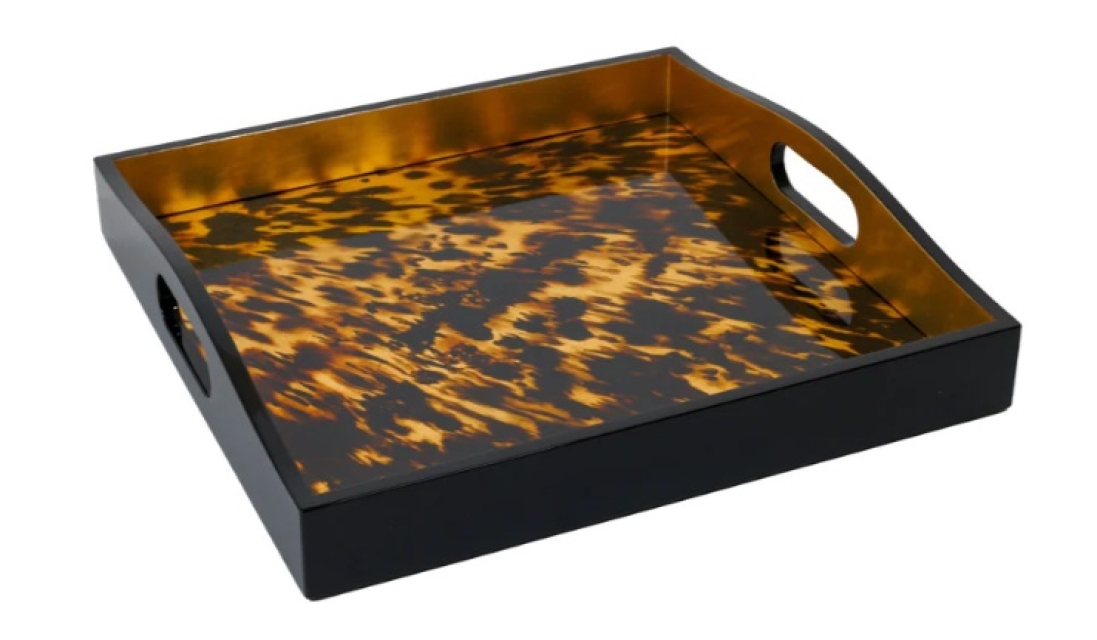 Caspari Tablett Lack Lacquer Square Tray Tortoiseshell