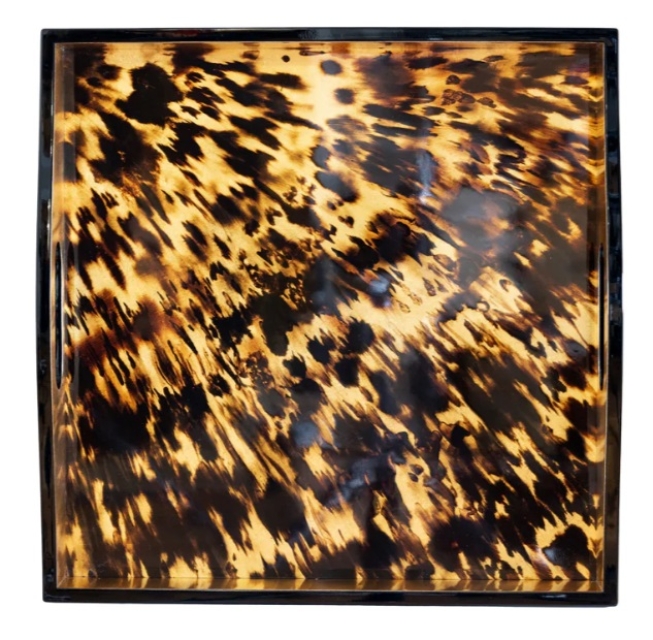 Caspari Tablett Lack Lacquer Square Tray Tortoiseshell
