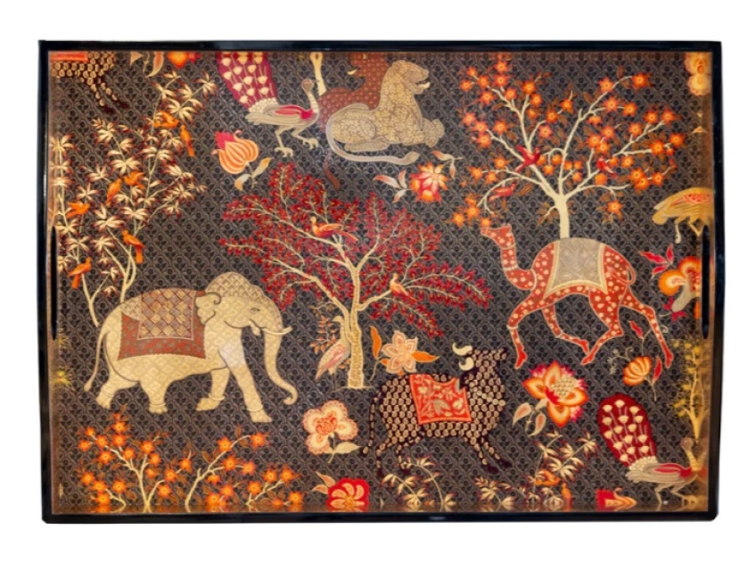 Caspari Tablett Lack Lacquer Large Rectangle Tray Le Jardin de Mysore