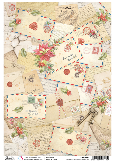 Ciao Bella Rice Paper A4 Santa Cheerful Correspondence