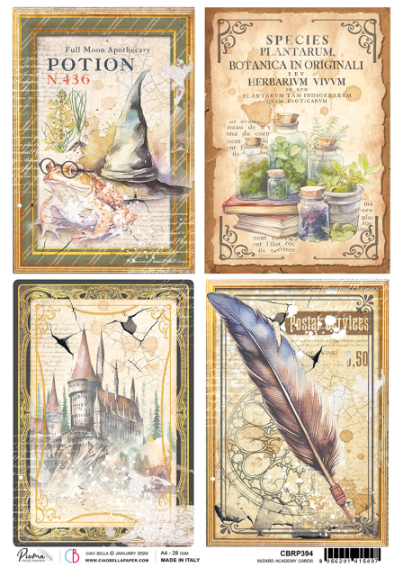 Ciao Bella Rice Paper Reispapier A4 Wizard Academy Cards