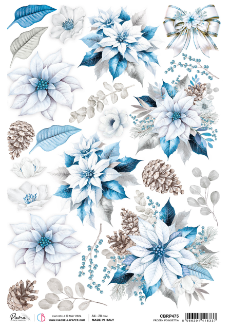 Ciao Bella Reispapier Rice Paper A4 Frozen Poinsetta