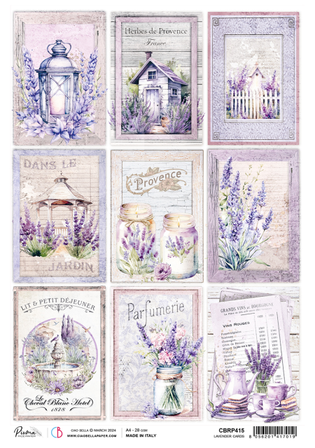 Ciao Bella Reispapier Rice Paper A4 Lavander Cards