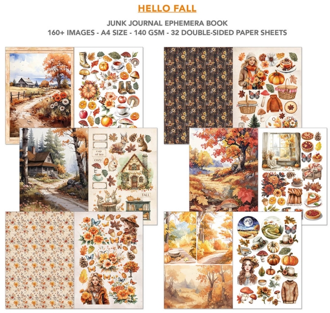 Ciao Bella Paper Ephemera Book A4 Hello Fall