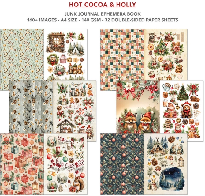 Ciao Bella Paper Ephemera Book A4 Hot Cocoa and  Holly