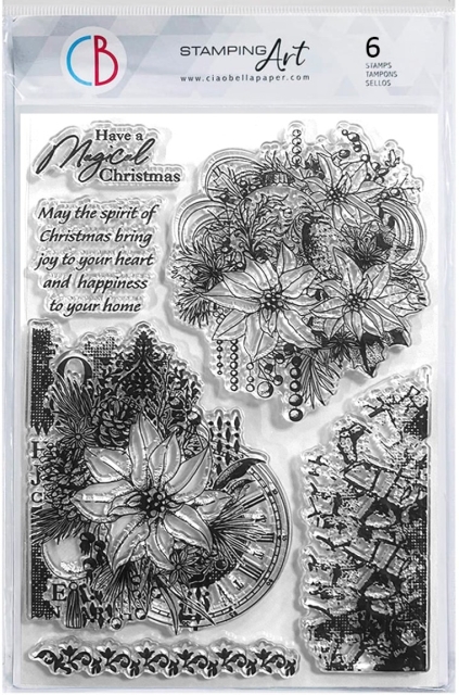 Ciao Bella Clear Stamp Set 6 x 8 Inch Boho Christmas