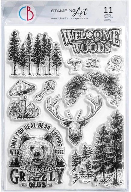 Ciao Bella Clear Stamp Set 6 x 8 Inch Welcome to our Woods