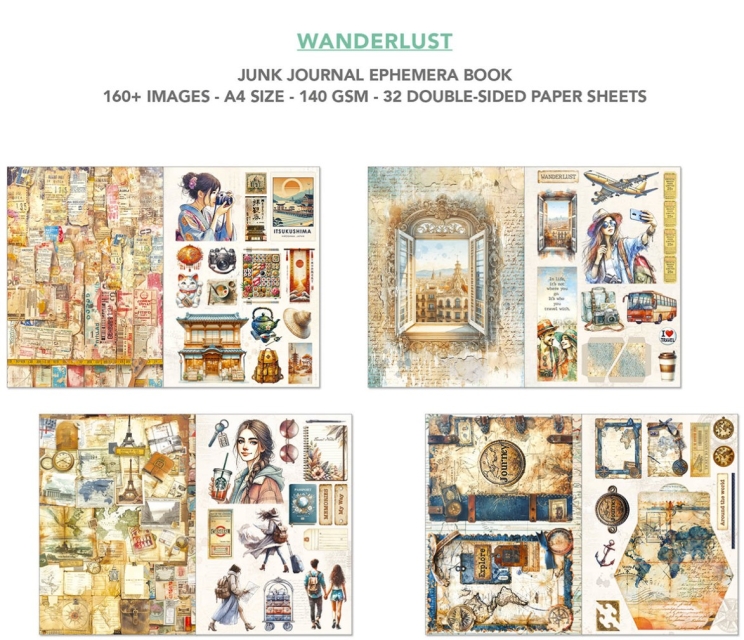Ciao Bella Paper Junk Journal and Ephemera Book A4 Wanderlust
