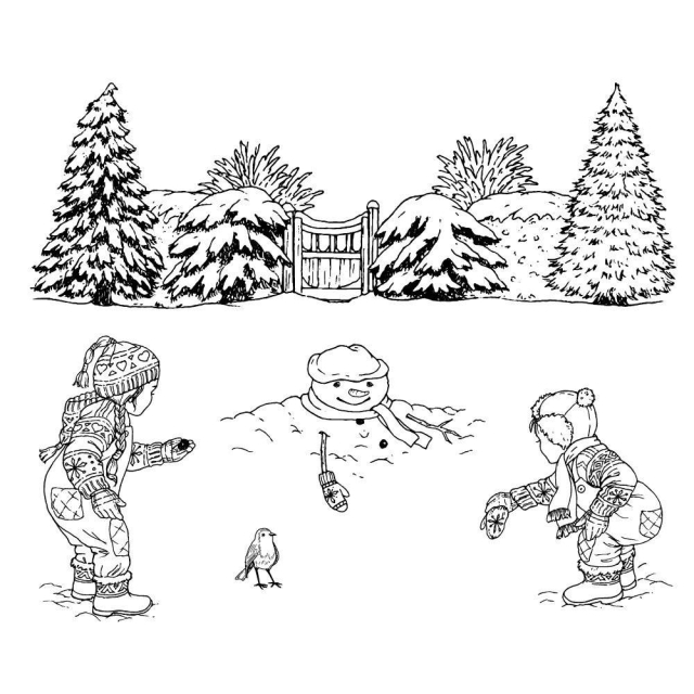 Claritystamp Jayne Nestorenko Winter Scene Children Clear Stamps