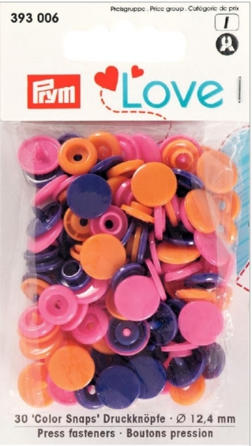 Prym Love Druckknopf Color KST 12,4 mm orange/pink/violett