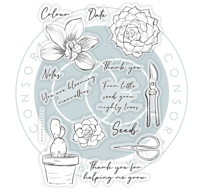 Craft Consortium Botany Boutique Clear Stamps Transparente Stempel Orchid