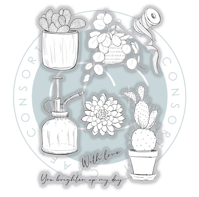 Craft Consortium Botany Boutique Clear Stamps Transparente Stempel Cactus