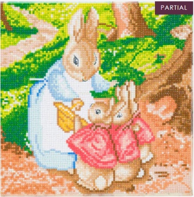 Craft Buddy CAK-PBRT32M Framed Crystal Art Holzrahmen Mrs Josephine Rabbit and The Flopsy Bunnies