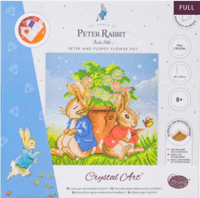 Craft Buddy CAK-PBRT31M Framed Crystal Art Holzrahmen Peter and Flopsy Flower Pot