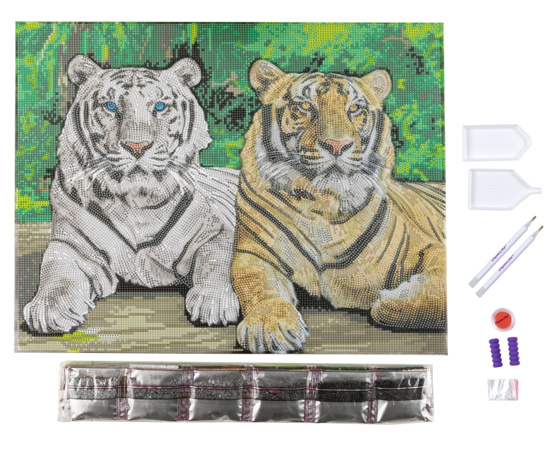 Craft Buddy CAK-A201L Crystal Art Canvas Kit Holzrahmen Tigers