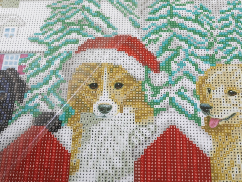 Craft Buddy CAK-4050L Crystal Art Canvas Kit Holzrahmen Christmas Pups