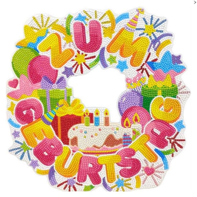 Craft Buddy CA-WR14DE Crystal Art Kit Wreath Kranz 30 x 30 cm Zum Geburtstag