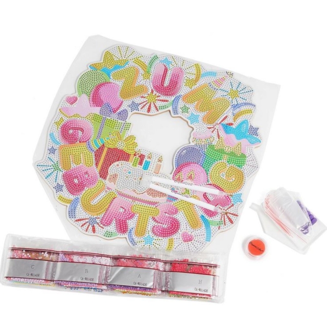 Craft Buddy CA-WR14DE Crystal Art Kit Wreath Kranz 30 x 30 cm Zum Geburtstag