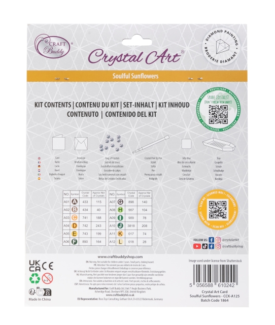 Craft Buddy CCK-A125 Crystal Card Kit 18 x 18 cm Soulful Sunflower