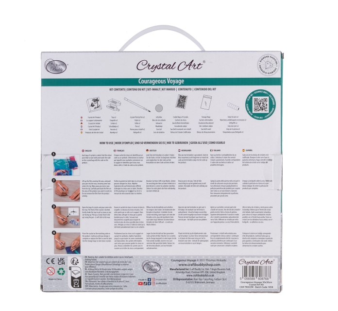 Craft Buddy CAK-TK022M 30 x 30 cm Crystal Art Kit Holzrahmen Corageous Voyage